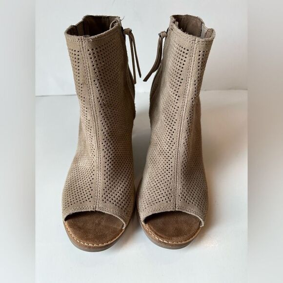 Tom’s Majorca Perforated Peep Toe Ankle Booties Size 10 - Picture 4 of 7